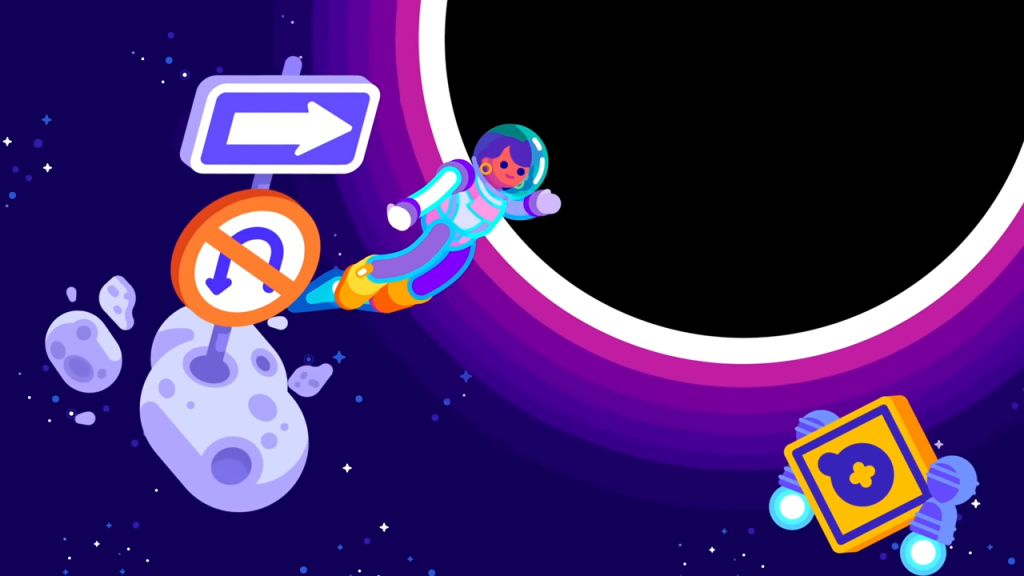 Kurzgesagt「ワームホールについて – 時空を破るもの」動画の一場面